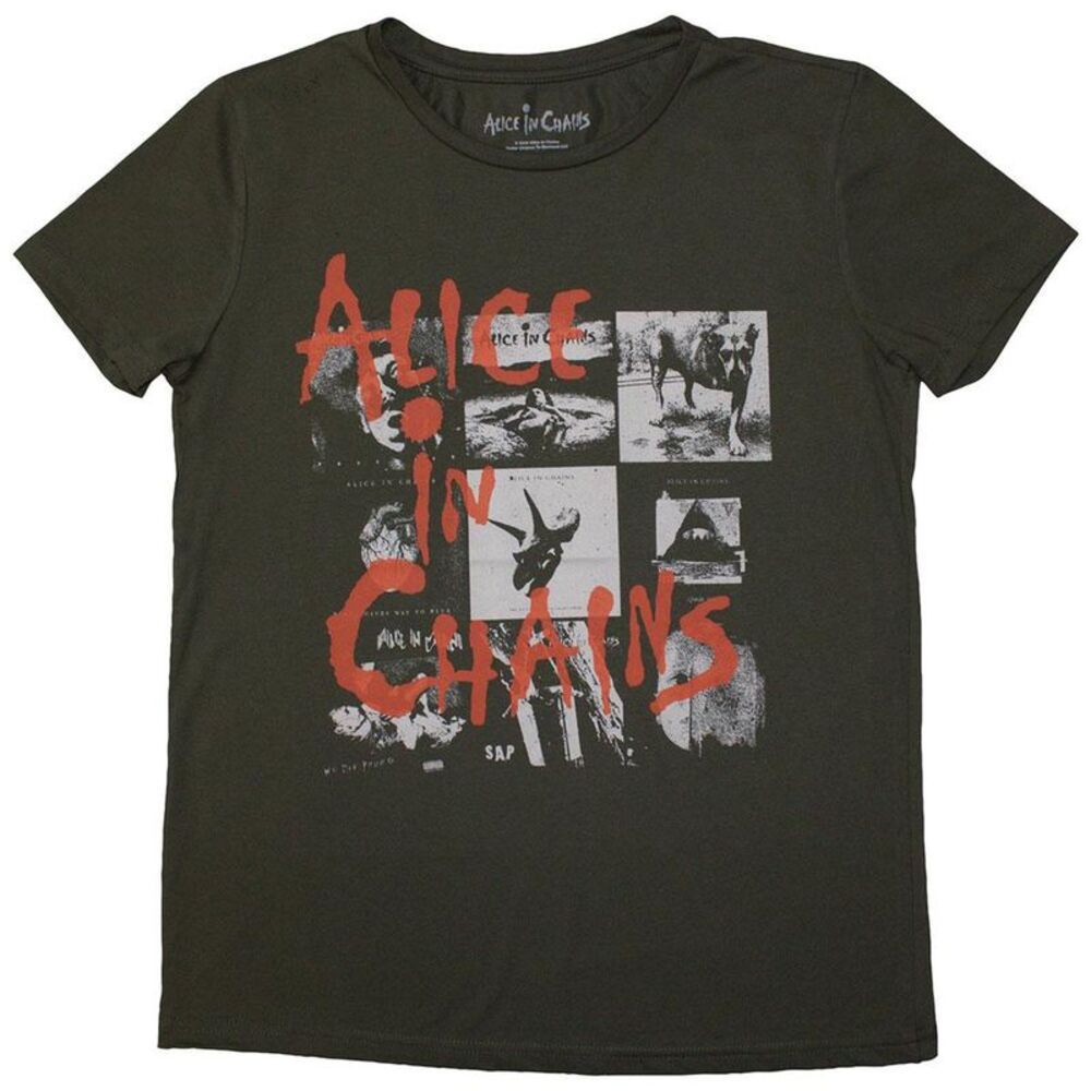 Alice In Chains Womens/Ladies Albums Montage T-Shirt / Green